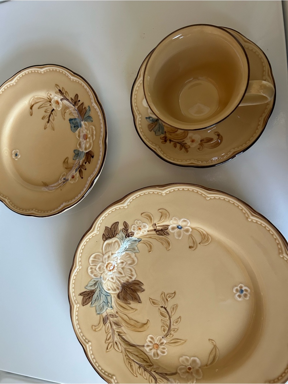Franciscan Cream and Blue Floral Stoneware Dinner Set